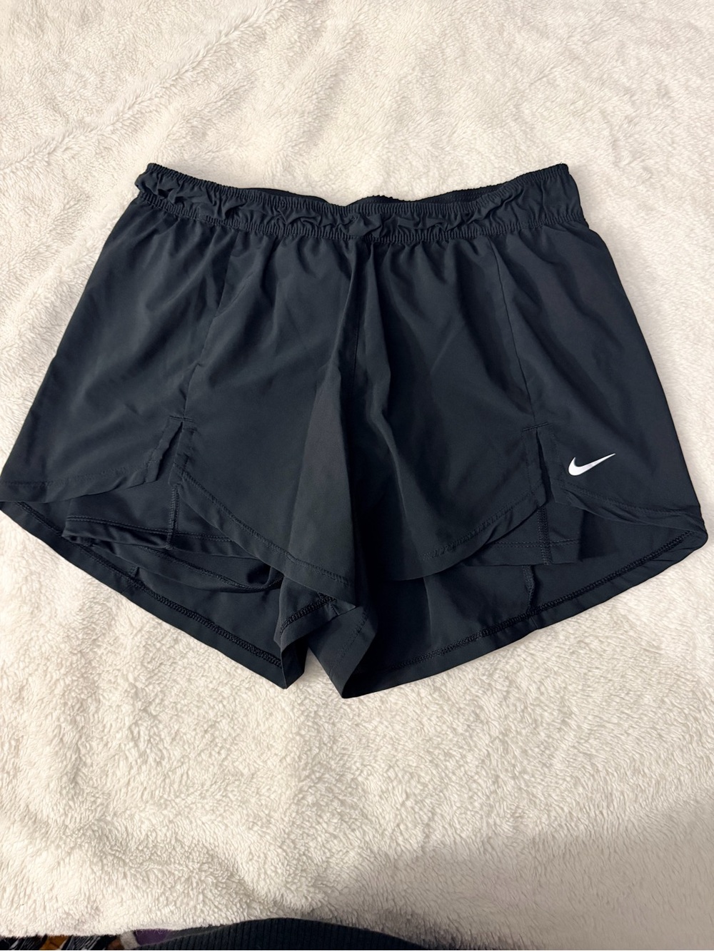 Nike Black Women's Athletic Running Shorts with White Swoosh